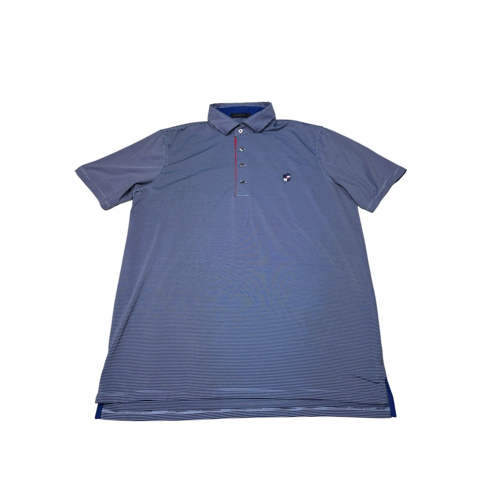 Greyson Mens Blue Micro Stripe Short Sleeve Golf Polo Shirt Size L 7973